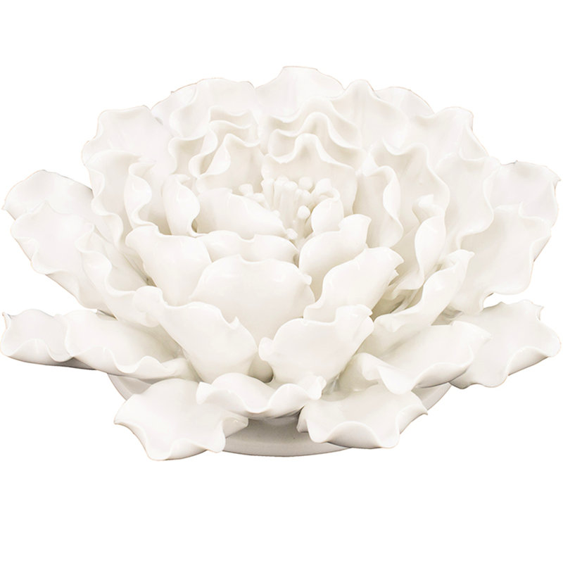 Fleur crème en céramique pour décoration murale