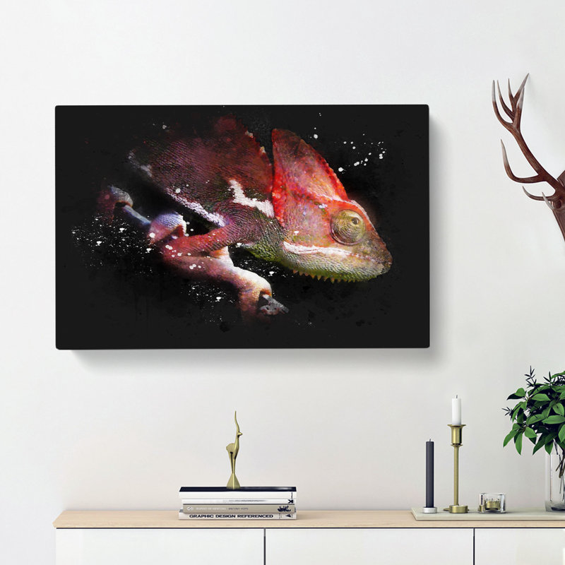Red Chameleon Lizard - Wrapped Canvas, 50cm H x 76cm W x 3cm D