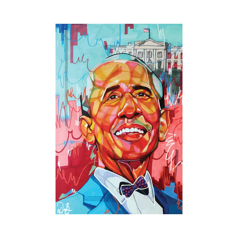 Barack Obama - impression d'art graphique, Pas de tapis, Toile tendue, H 18 po x l 12 po x 1,5 po