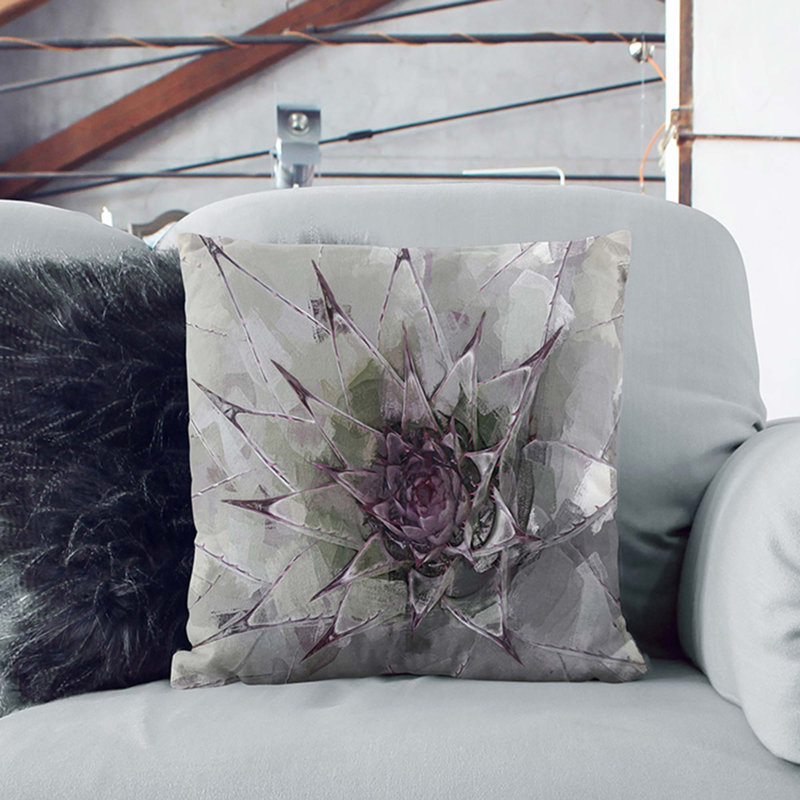 Succulent Cushion with Filling, 40cm H x 40cm W x 15cm D, Stone