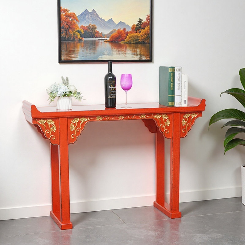 Nouvelle console de hall d'entrée en bois massif de style chinois