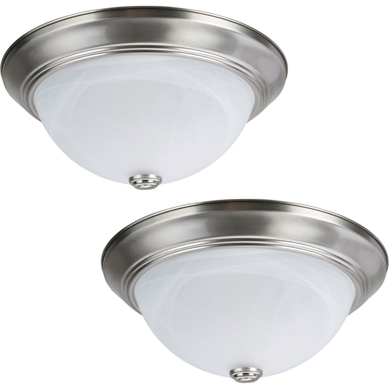 Plafonnier encastré en verre Siyade, Nickel brossé, H 5,5 po x l 11 po x P 11 po