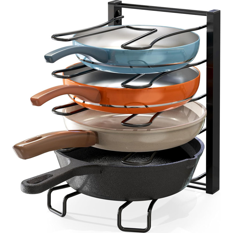 5 Compartments Height Adjustable Pan Organizer, Black