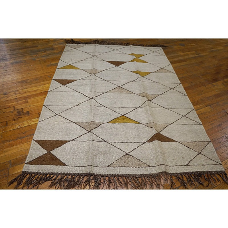 Antique Art Deco - European Small Scatter Size Wool Ivory Rug