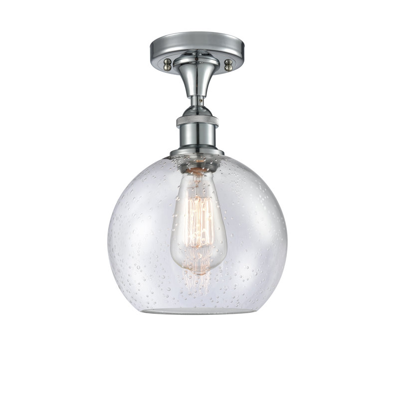 Plafonnier semi-encastré 8 lumières Baptista, Chrome poli, Grainé, 12'' H X 8'' W X 8'' D