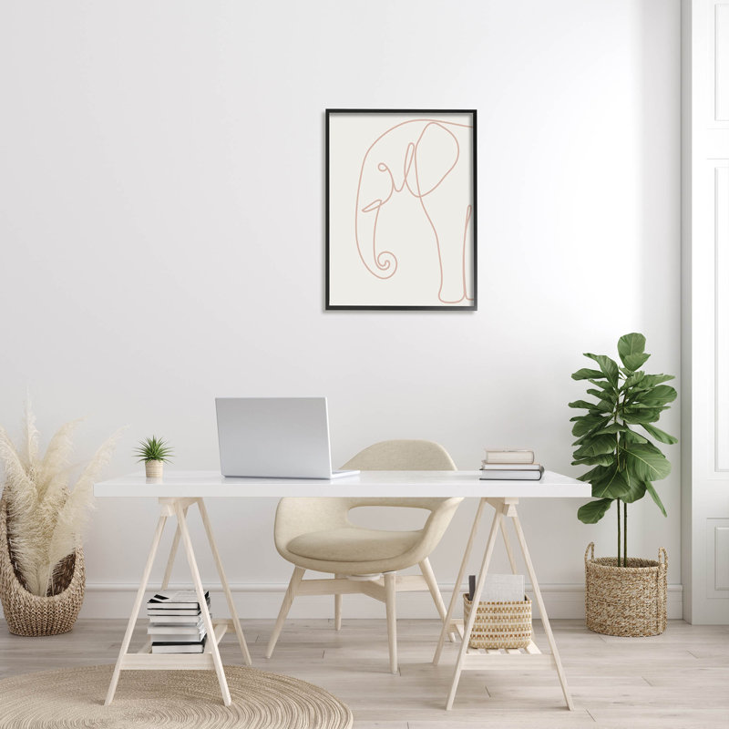 «Elephant Doodle Outline Shape Giclee Art» par Lil 'Rue, Giclée encadrée noir minuit, H 30 po x l 24 po x P 1,5 po