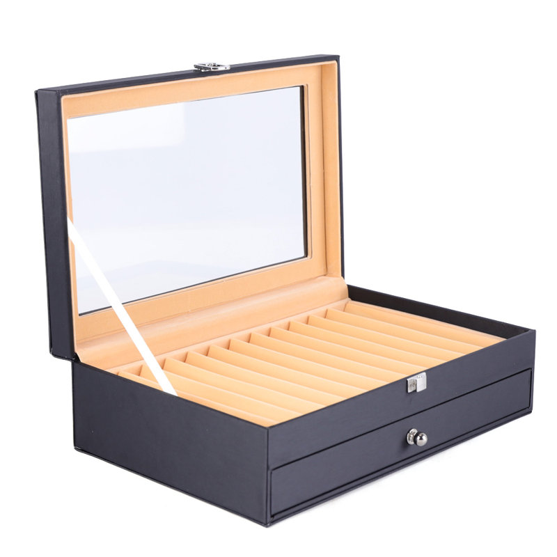 24 porte-stylo-plume en cuir, Noir