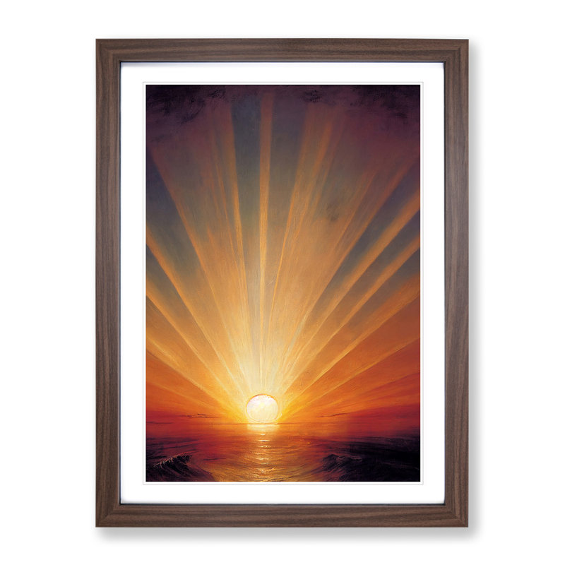 Tranquil Sunset - Single Picture Frame Painting, 64cm H x 46cm W x 2cm D, Walnut Framed