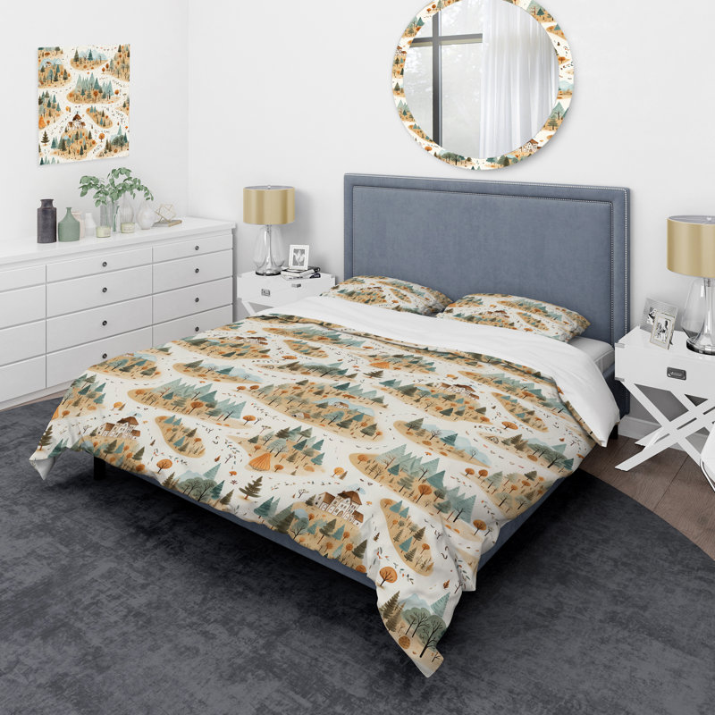 Ensemble de housse de couette Green Countryhome Scerene Landscape, Housse de couette pour très grand lit et 2 très