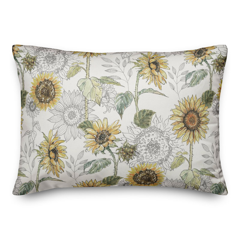 White Floral Reversible Square Throw Pillow