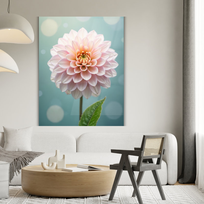 Art mural rétro en verre trempé Dahlia, H 24 po x l 18 po