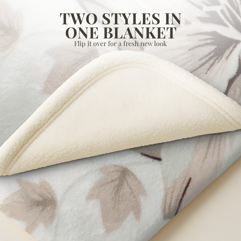 Grande couverture sherpa super pelucheuse, douce et confortable, Fleur de lys blanc