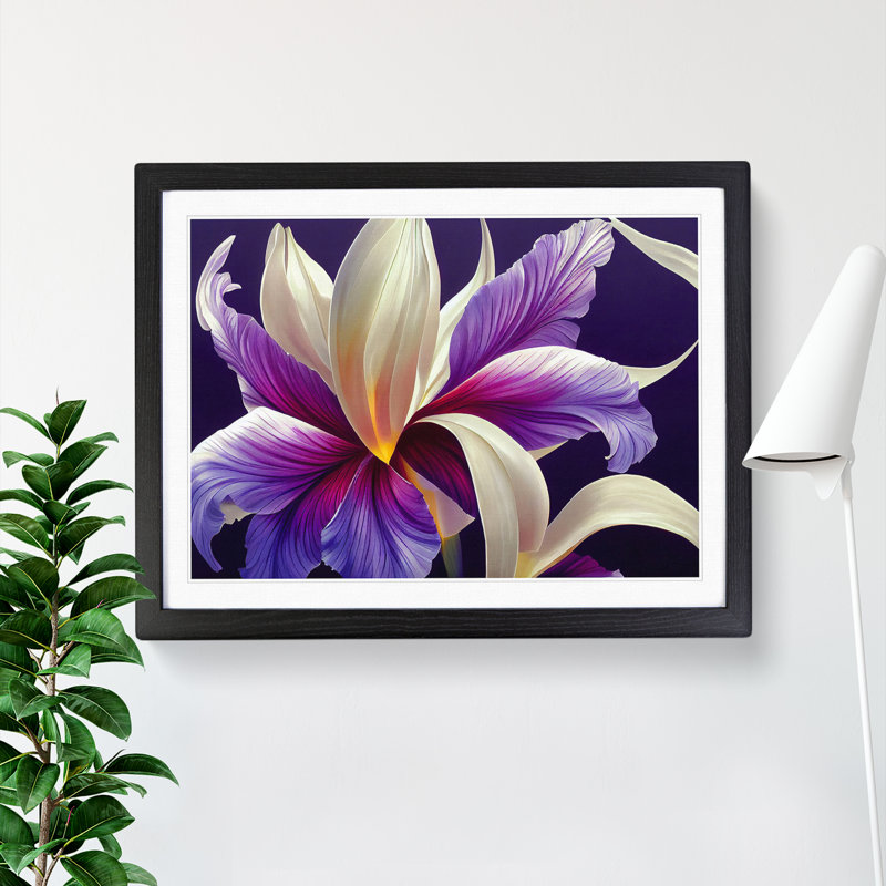 Enticing Flower - Single Picture Frame Print, 34cm H x 46cm W x 2cm D, Black