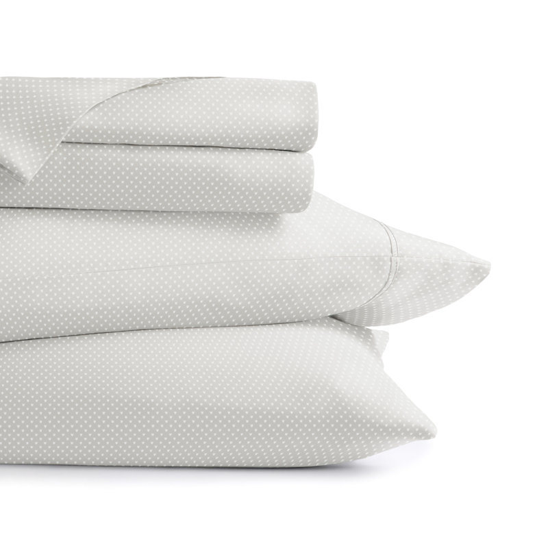 Home My Heart Pattern Microfiber Sheet Set, Light Gray, Cal.King Sheet Set + 1 Fitted Sheet + 2 Pillowcase