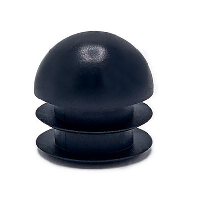Outwater Plastic Round Dome End Cap For Tubing (8 Pcs.) | 1" Dia. Tube Plug/Chair Glide/Floor Protector/Tube Closure/Tube Hole Plug/Pipe Plug | Fits Multi Gauge Tubing | Matte Black | Heavy Duty