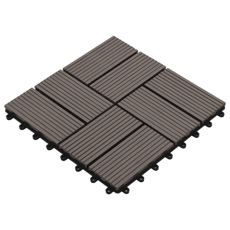 Carreaux de terrasse 11 pièces VPC 11,8 po x 11,8 po VidaXL, Stripe, 11, Teak colour