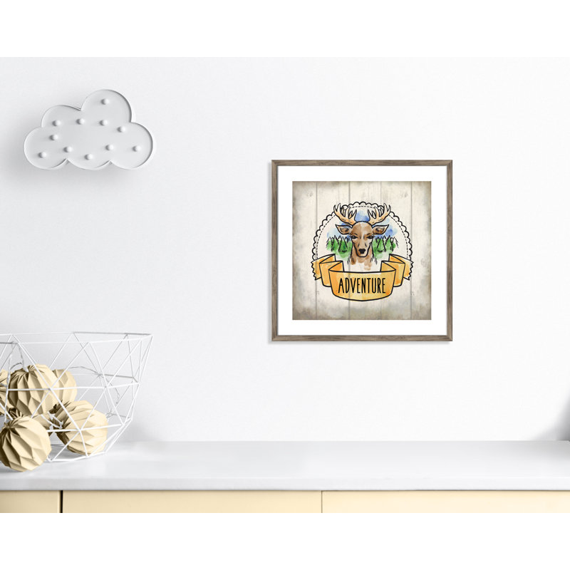 Adventure is out There 1, art encadré, 22.5" H x 22.5" W x 1.18" D, Encadré de boîte de grange gris