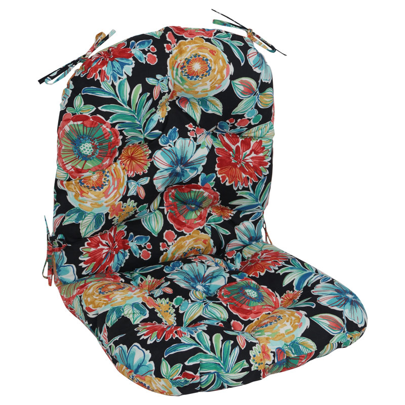 Outdoor 6'' Seat / Back Cushion, Black/Red/Orange Floral