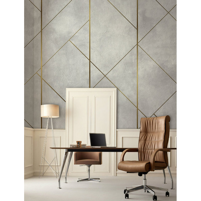 Luxury Modern Abstract Geometric Design Removable Wallpaper, Gold, 9" L x 15" W