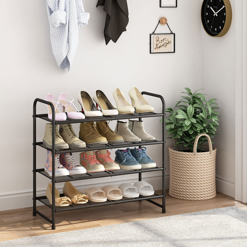 12 Pair Stackable Shoe Rack, Black