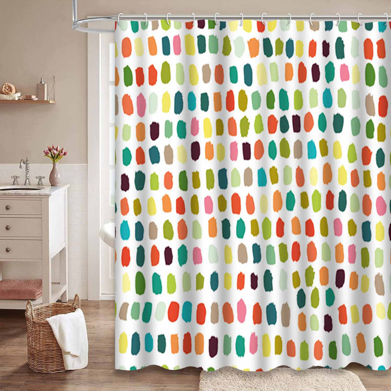 Rideau de douche bleu sarcelle abstrait avec 12 crochets, L 72 po x l 78 po