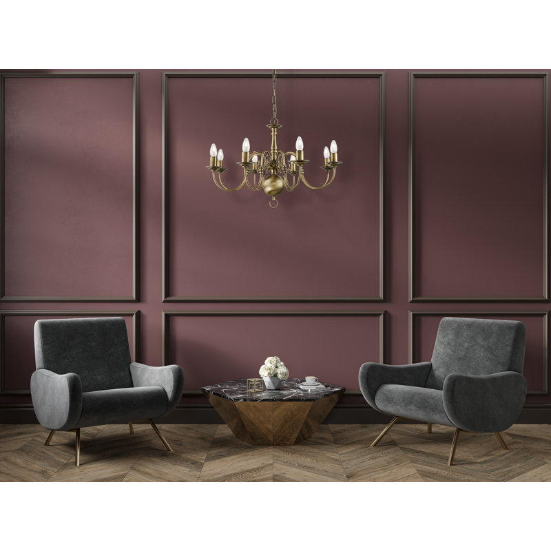 Halle 8 - Light Shaded Chandelier, No Shade - Candles