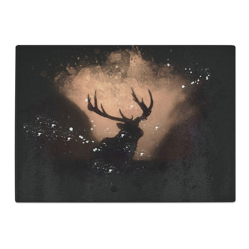 Tempered Glass Stag in the Sunset Chopping Board, 20 cm x 28.5 cm
