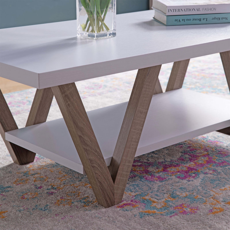 Coffee End Table 2PC White & Dark Taupe