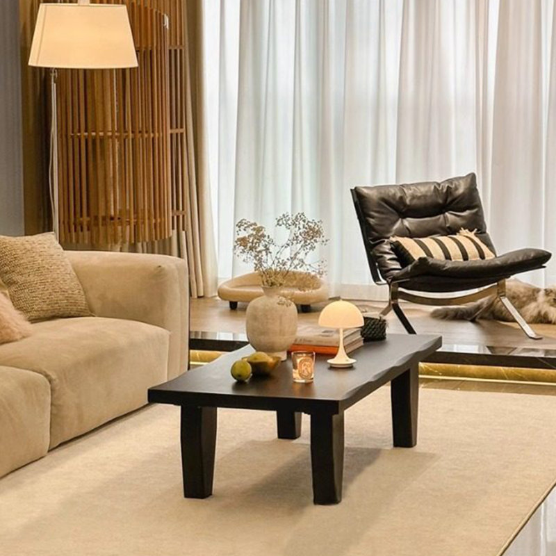 Table à thé en bois massif de style nordique, H 13,7 po x L 39,3 po x l 19,6 po