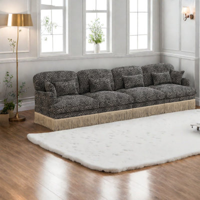 Canapé modulaire spacieux en chenille 4 places, style léopard moderne pour la maison