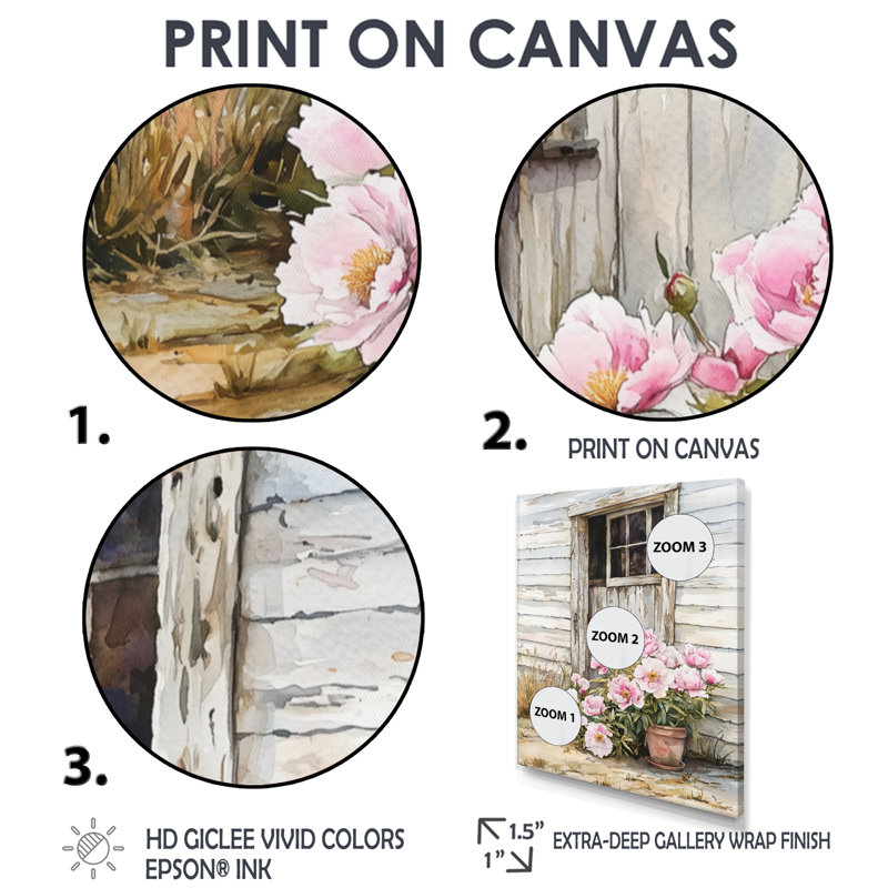 Belleview - impression sur toile florale, H 44 po x l 34 po, Reproduction encadrée d'une seule photo, Blanc