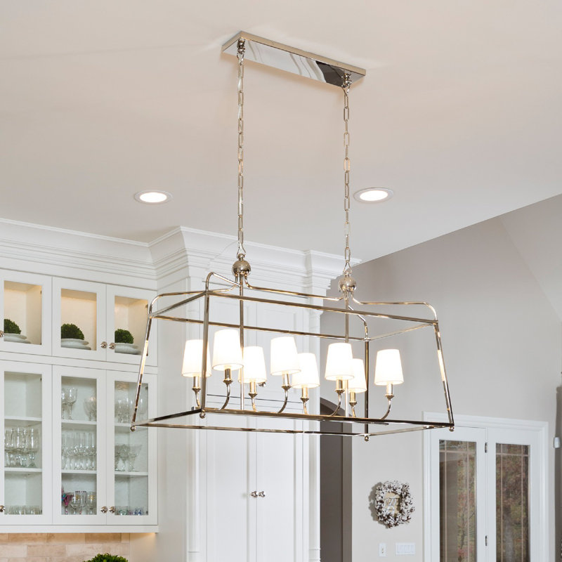 Lustre linéaire moderne à 8 lumières, Nickel poli