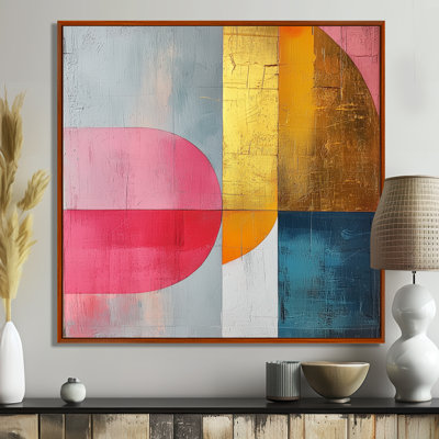 Motif géométrique abstrait doré rose et gris géométrique II