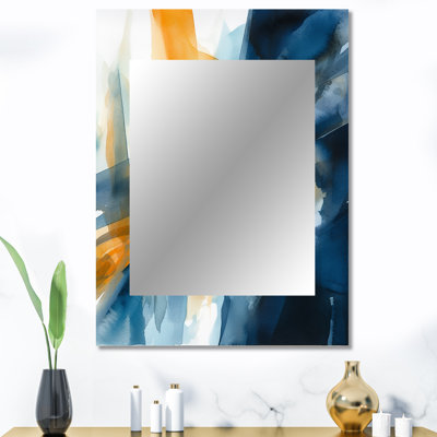Blue and Gold Fusion VII - Modern Wall Mirror