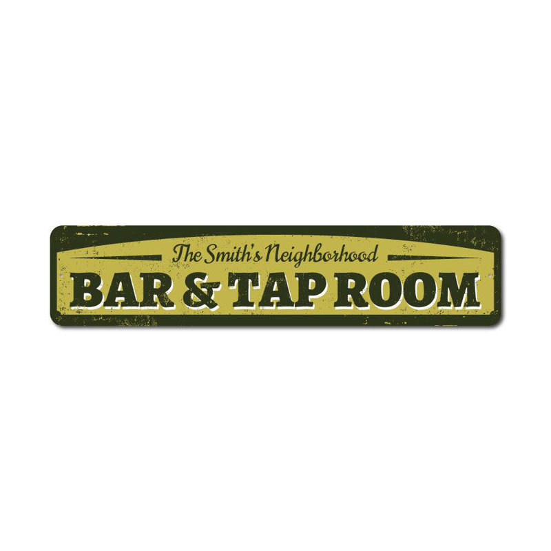 Enseigne de bar et de robinet, H 4 po x l 18 po x P 0,04 po