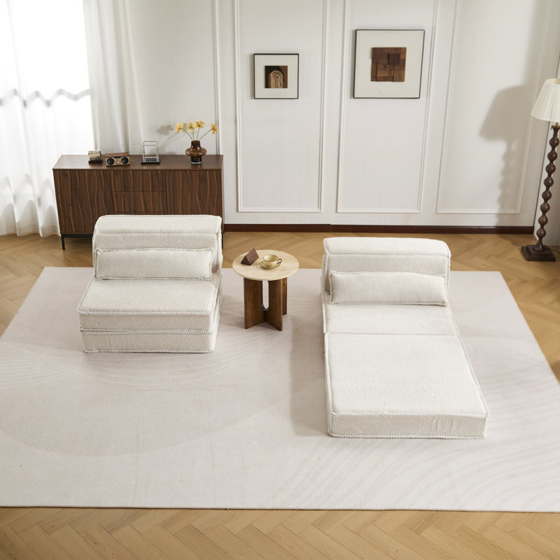 Compression Mahjong Sofa,Convertible Floor Sofa Bed,Diy Boneless Modular Sectional Sofa,No Assembly Required,Circle Fleece Fabric,Oversized 2 Seater With 2 Pillows