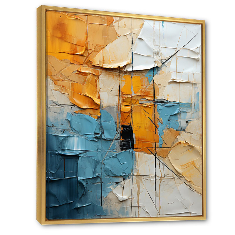 Édredon en papier I sur toile, H 32 po x l 16 po x P 1 po, Cadre flottant doré