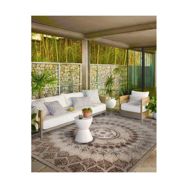 Tapis tissé à motif géométrique Creative, Sous-tapis carré 3 pi 3 po inclus