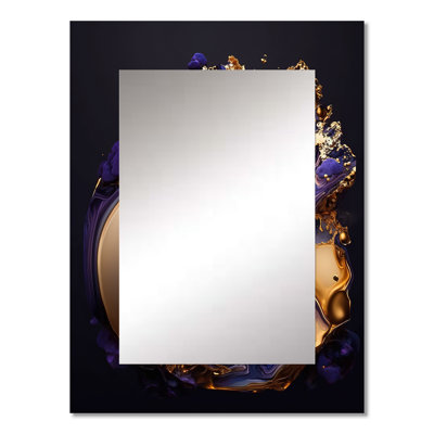 Abstract Marble Geode Purple II - Liquid Ink Unique Mirror, Purple Large Wall Mirror, Printed Metal Art