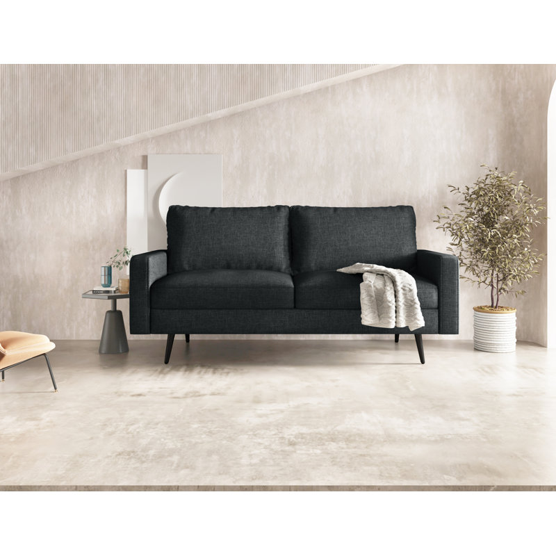 Canapé 70 avec accoudoirs carrés, Polyester gris foncé