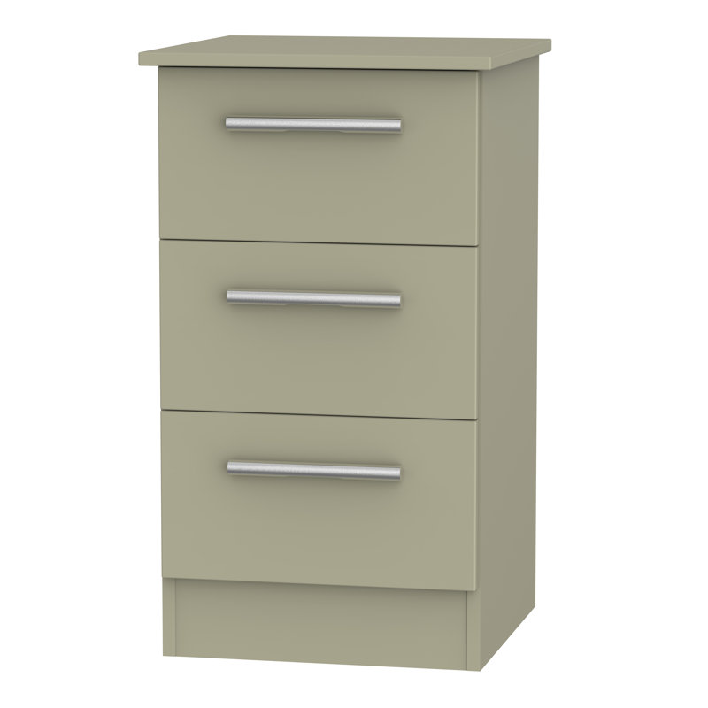 Fully Assembled Lyman 3 Drawer Bedside Table, Mushroom