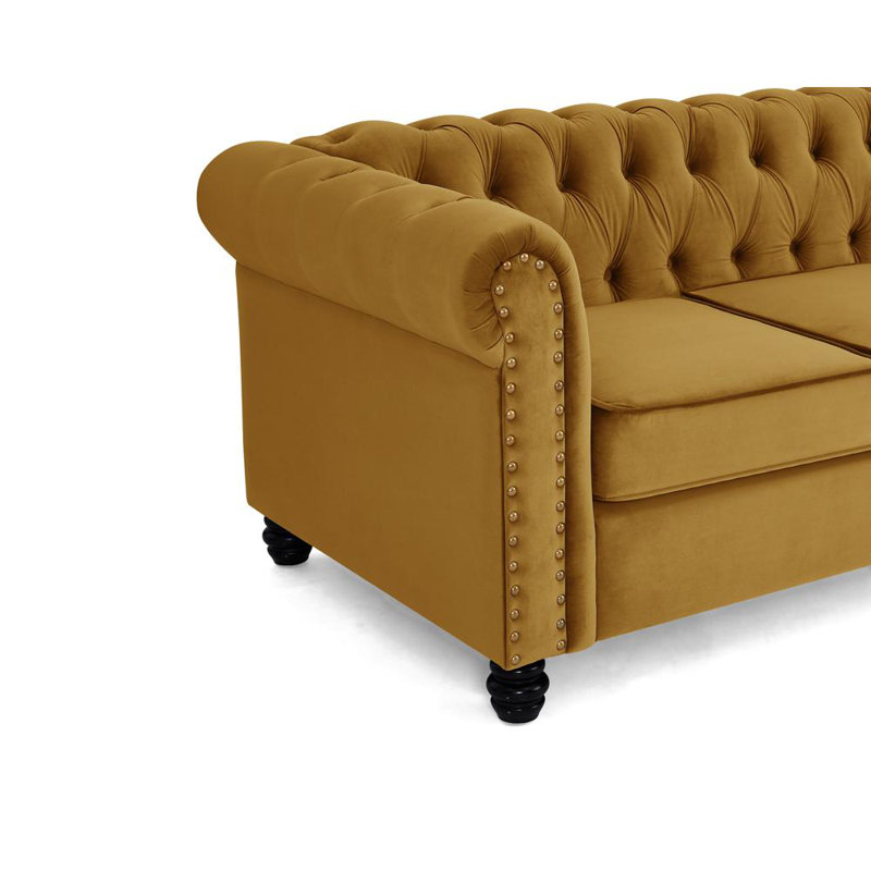Kemen 3 Seater Velvet Sofa, Grey