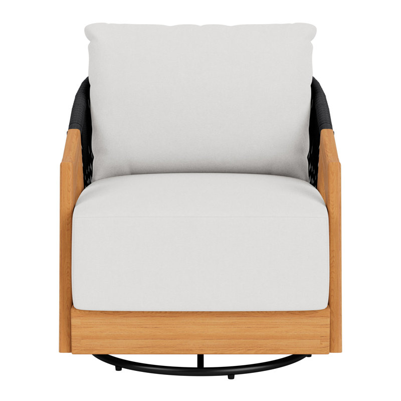 Alpine Outdoor Teak Swivel Armchair, Canvas Natural
