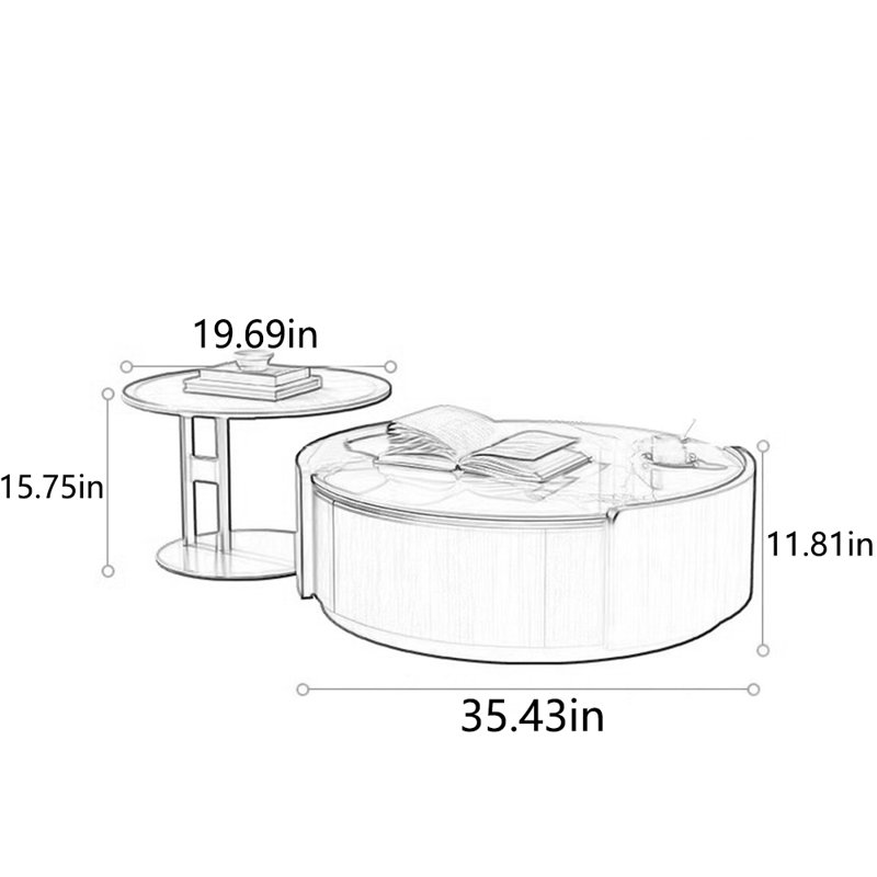 Creative multi-functional rock slab tea table