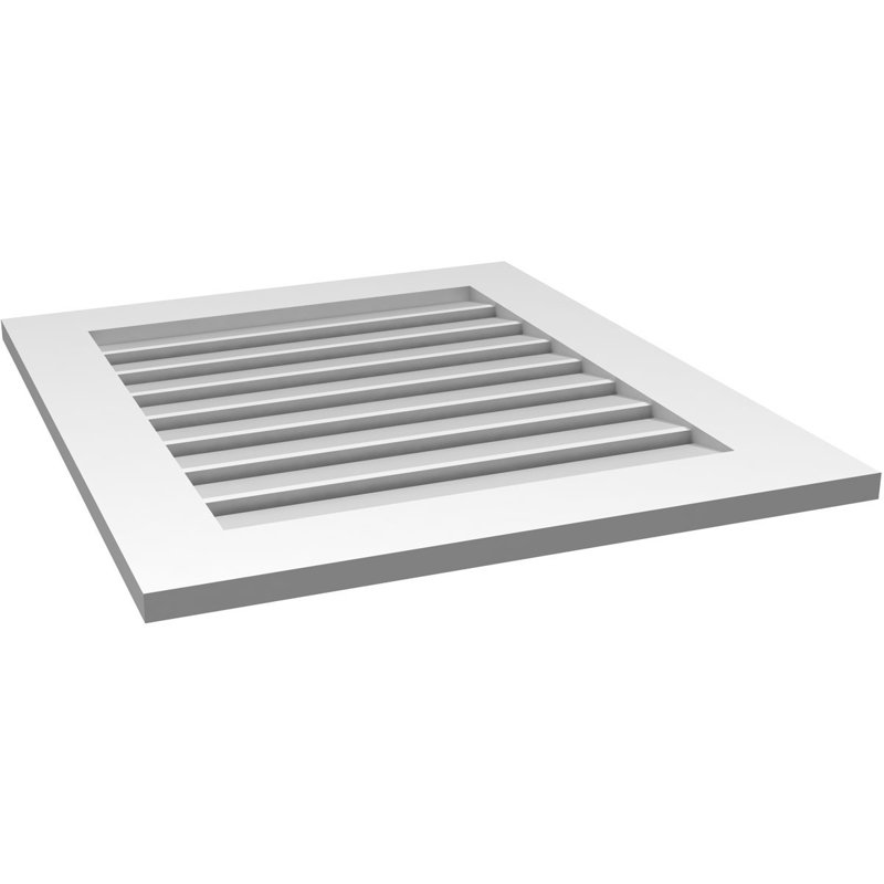Évent à pignon fonctionnel en uréthane rectangulaire à fixation en surface, brun clair apprêté, H 30 po x l 26 po x P 1 po