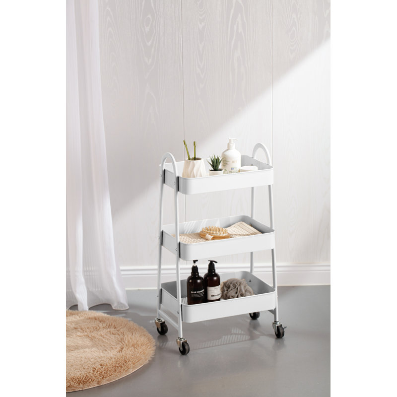Alvontae Bar Cart, White, White