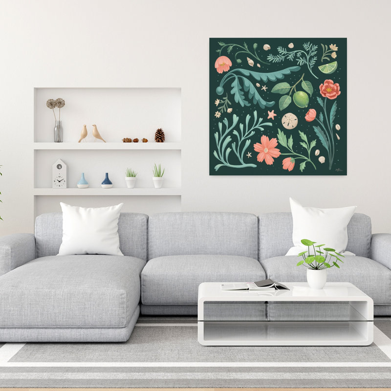 Seaside Botanical II, étoile de mer tropicale, art tropical côtier, H 36 po x l 36 po