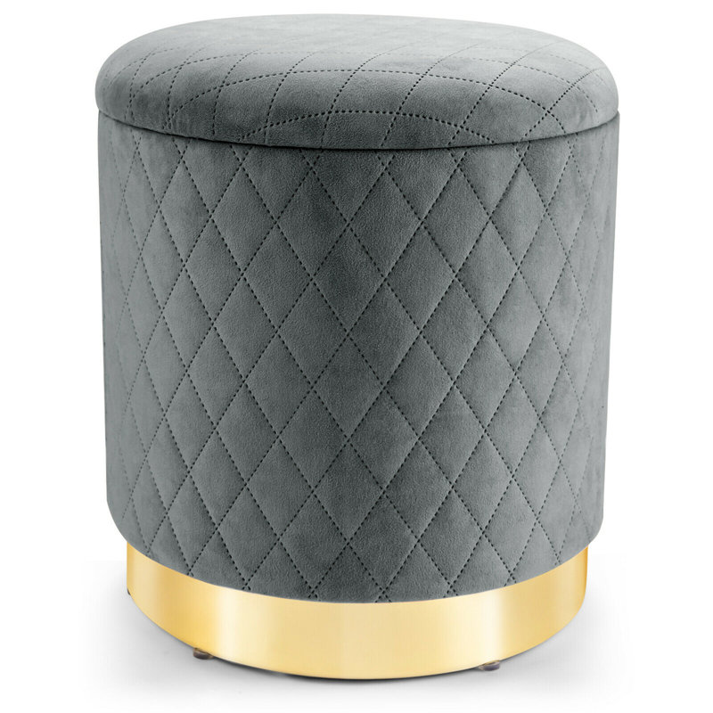 Repose-pieds avec rangement 14 po, Velours gris