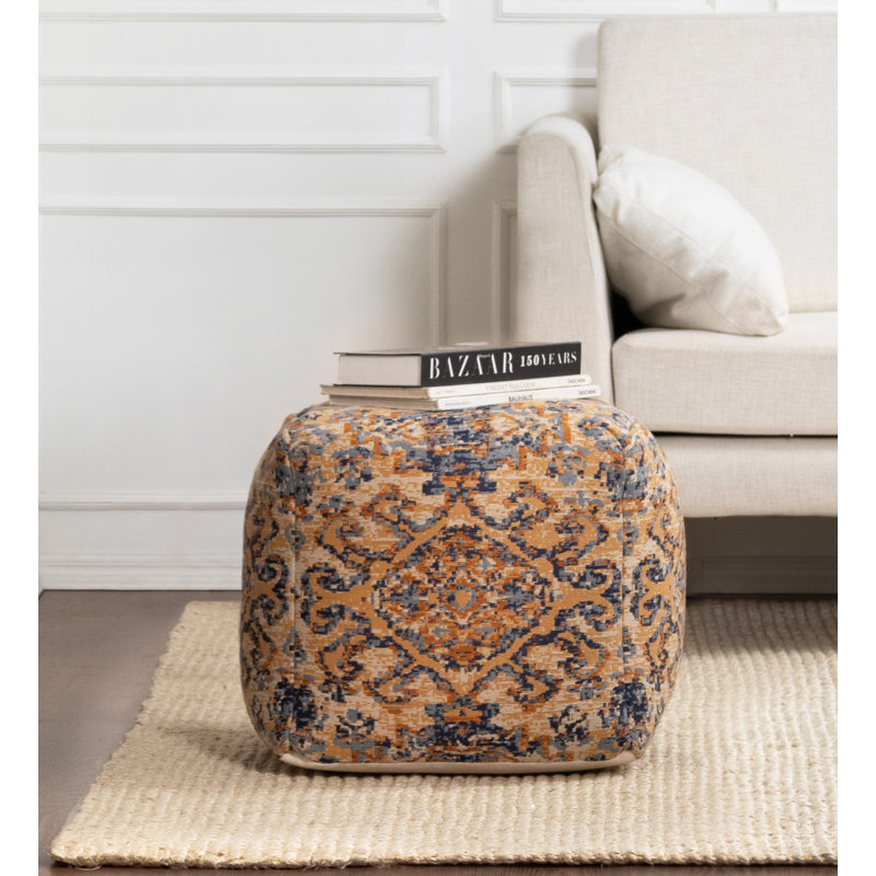 Glaspy 20" X 20" X 20" Multicolor Pouf, Orange