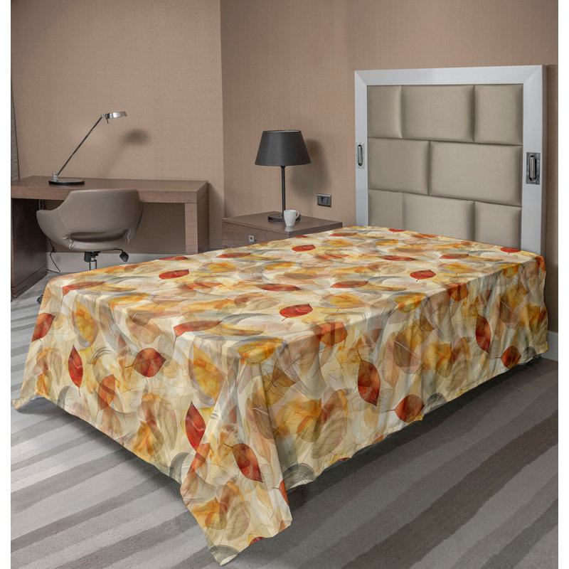 Drap plat moderne de style bohème Ambesonne, Drap plat pour lit simple, Orange / beige / motif floral paprika